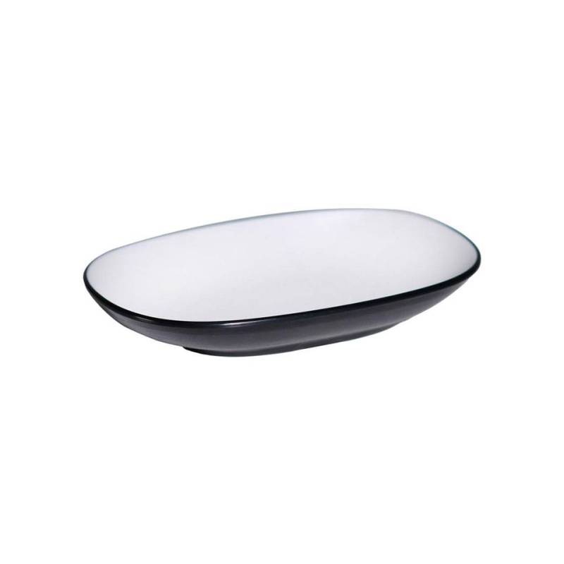 Black and white melamine oval tray cm 19.5x12.5x2.8