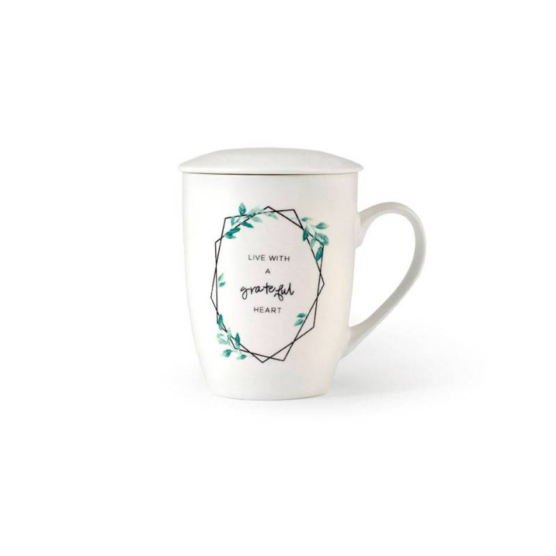 Botanische Kräuterteetasse mit Filter aus Porzellan mit verschiedenen Dekoren cl 35