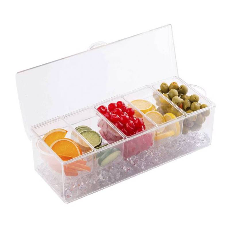 Chiller condiment holder 5 plastic trays