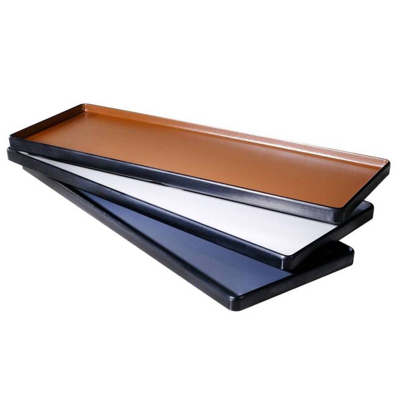 Two-tone black and white rectangular melamine tray 50x18 cm