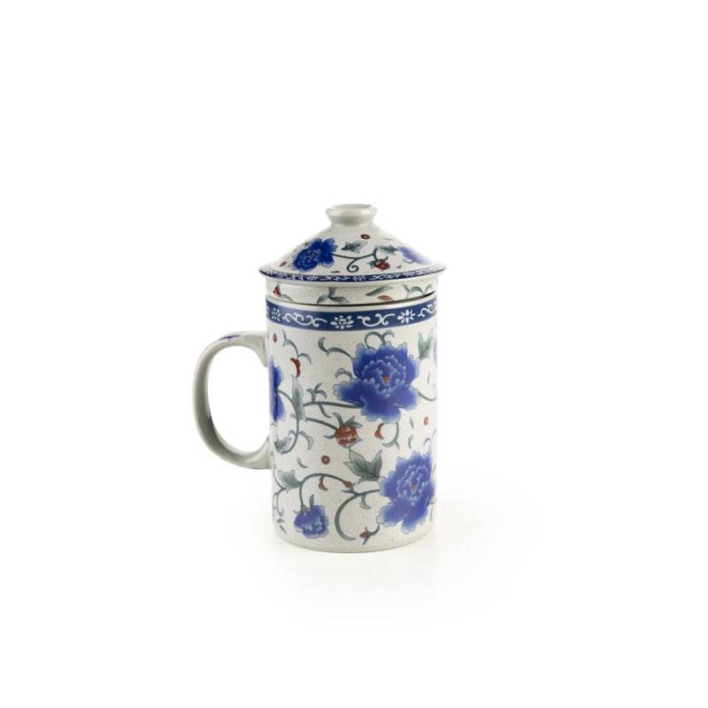 Orientalische Blume Kräuterteetasse mit Filter und Porzellandeckel cl 30