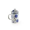 Oriental Flower herbal tea cup with filter and porcelain lid cl 30