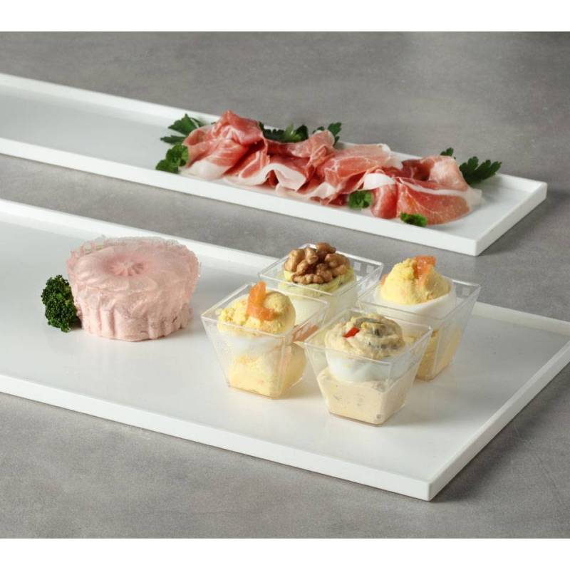 Rectangular pastry/bar tray in white ps cm 60x10x1