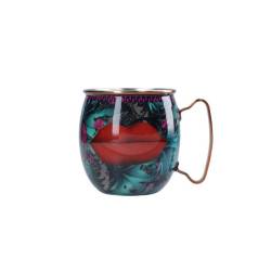 Boccale moscow mule in acciaio con decoro multicolore lips cl 45