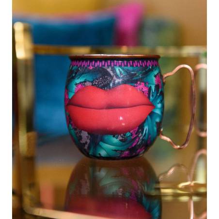 Steel moscow mule mug with multicolor lips decoration cl 45