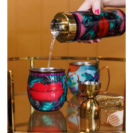 Steel moscow mule mug with multicolor lips decoration cl 45