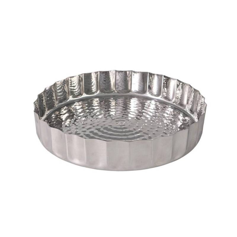 Margherita Montecarlo round tray in hammered stainless steel cm 27