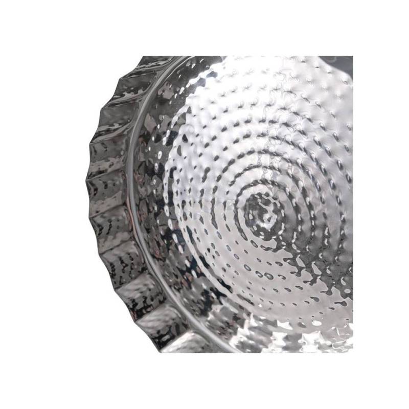 Margherita Montecarlo round tray in hammered stainless steel cm 27