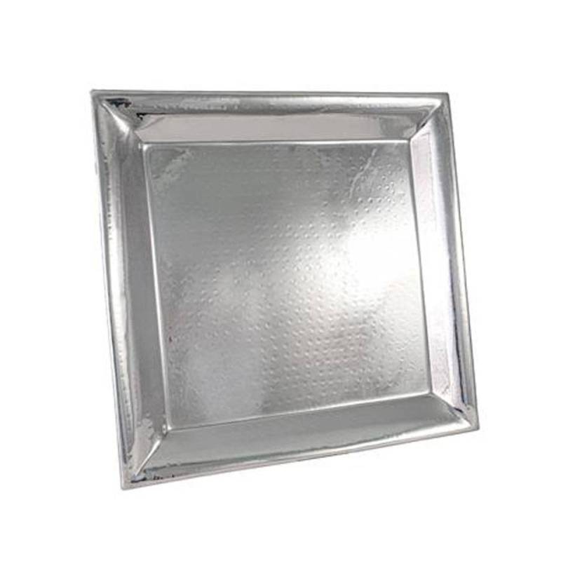 Vassoio quadro Montecarlo in acciaio inox martellato cm 42x42