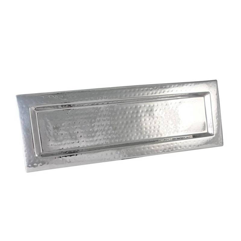 Hammered stainless steel rectangular Montecarlo tray 56.5x20 cm