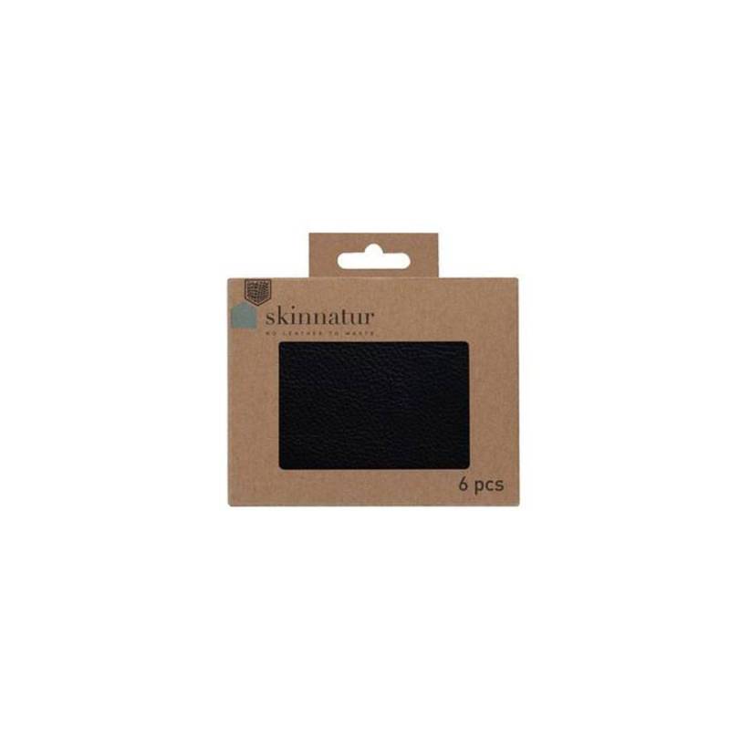 Skinnatur black charcoal recycled leather rectangular coaster 13x10 cm