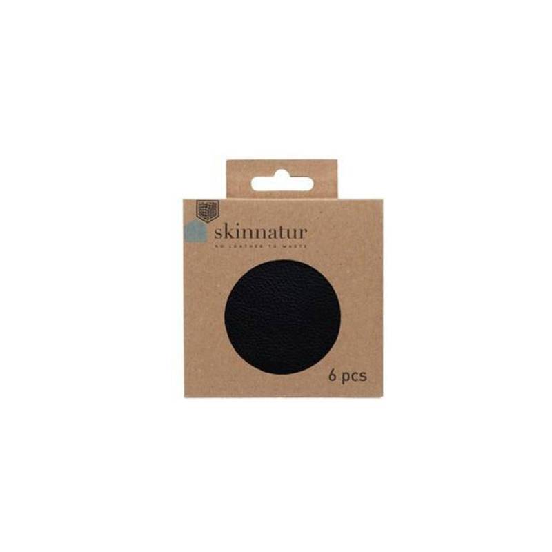 Skinnatur black charcoal recycled leather round coaster cm 10