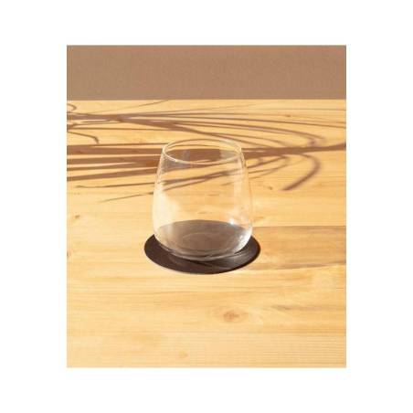 Skinnatur round coaster in recycled leather coffee bean cm 10