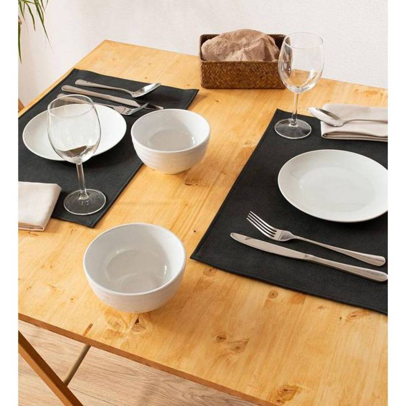 Monaco rectangular placemat in black synthetic leather 30x45 cm