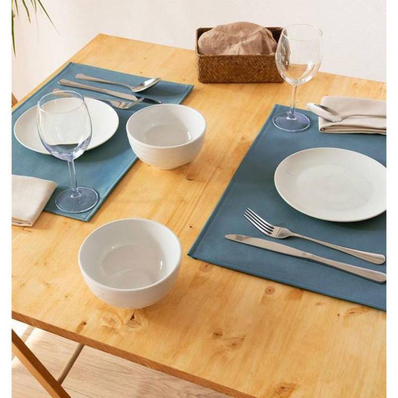 Monaco rectangular placemat in denim grey synthetic leather 30x45 cm