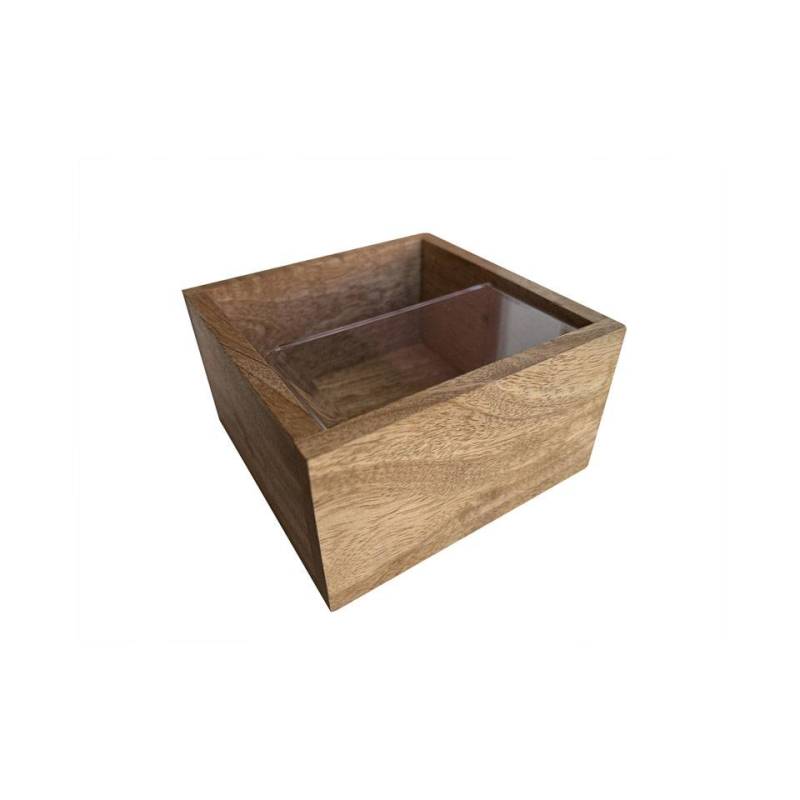 Wood and acrylic windproof napkin holder cm 13x13x7.5