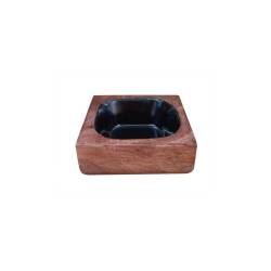 Gandhara square cup made of wood and black resin cm 10.3x10.3x4